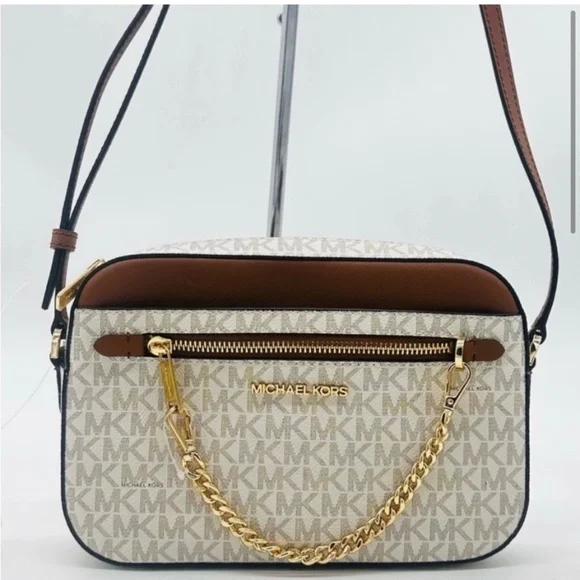 MICHAEL KORS LARGE EW ZIP CHAIN CROSSBODY BAG VANILLA - Picture 2 of 8